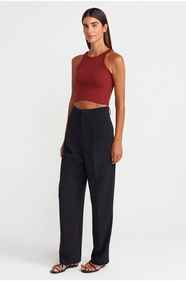 DILVIN Ribbed Cotton-blend Sleeveless Crop Top