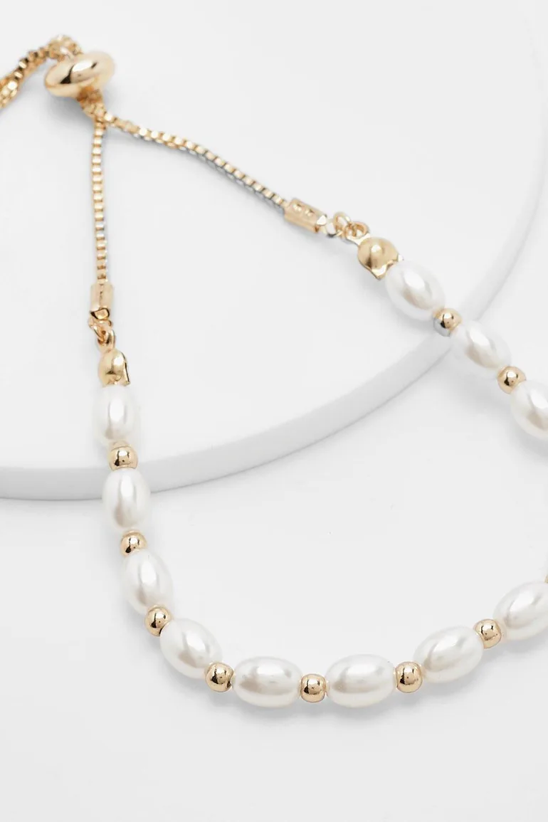 Pearl And Gold Toggle Bracelet - gold - 1