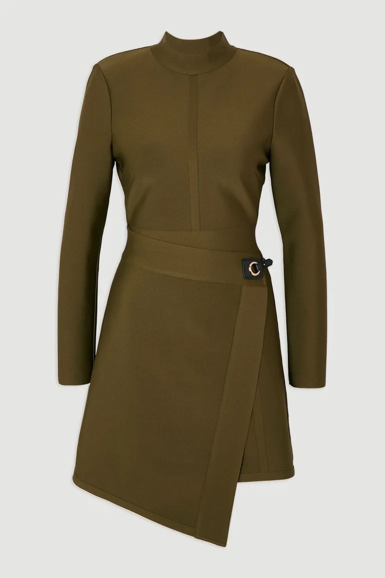 Figure Form Bandage Asymmetric Knit Mini Dress - 3