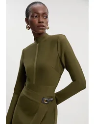 Figure Form Bandage Asymmetric Knit Mini Dress - 1