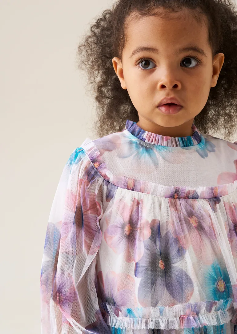 Alessia Floral Print Mesh Dress - 4