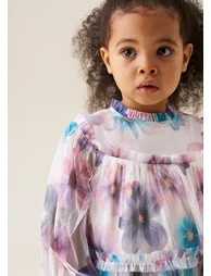 Alessia Floral Print Mesh Dress - 4