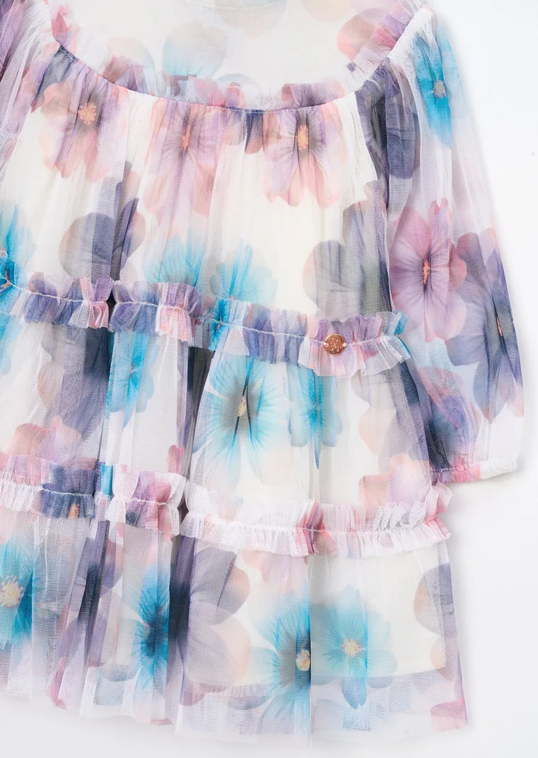 Alessia Floral Print Mesh Dress - 1