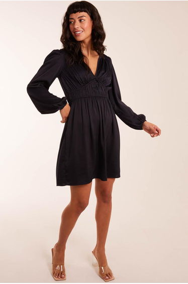 Long Sleeve V Neck Mini Dress