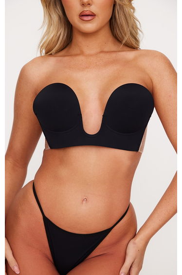Black Deep U Stick On Bra
