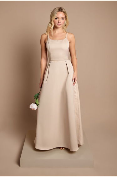 Teen Structured Satin Full Skirted Bridesmaid Dress