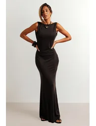 Super Soft Modal Low Open Back Dress - black