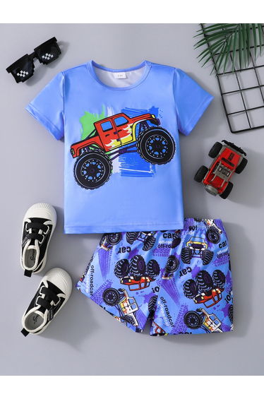 Boys Graphic Print T-Shirt and Shorts Set