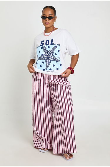 Plus Sol Polka Dot Printed T Shirt - white