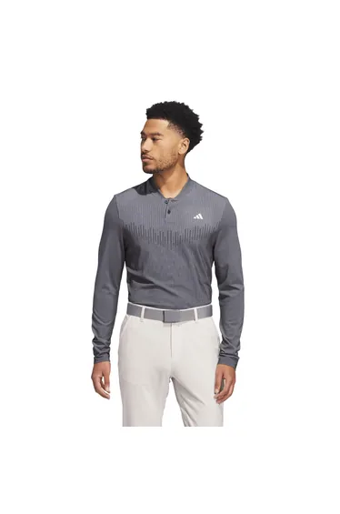 Men's adidas Ultimate365 Tour Primeknit Long Sleeve Polo Shirt in Black