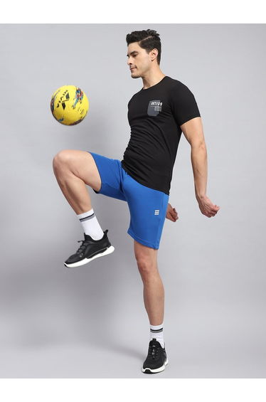 Men Black Plain Regular Fit Short Sleeve TShirt