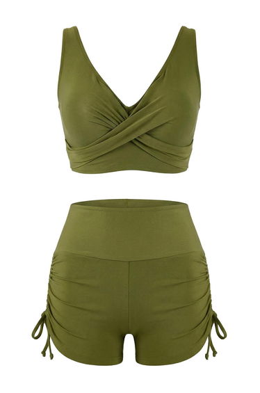 Khaki Tünelli Bralette Bikini Set