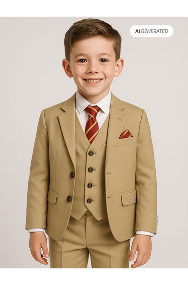 SUITLAB Boys 7 Piece Suit Set in Beige