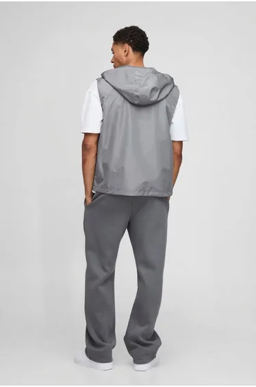 Regular Fit Lightweight Quilted Hooded Gilet - grey