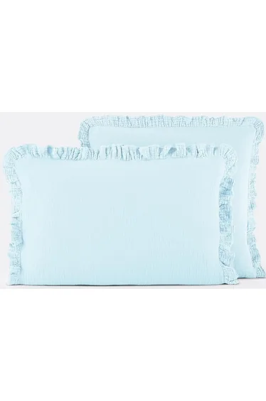 غطاء وسادة قطن موسلين سادة بكشكش