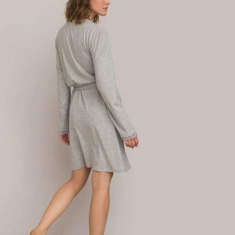 Cotton Long Sleeve Bathrobe - 1