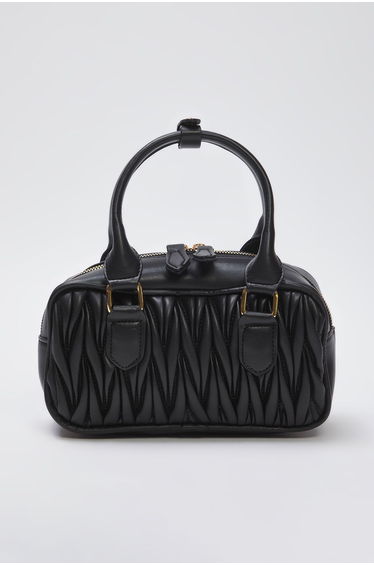Black Quilted Women's Mini Bowling Handbag