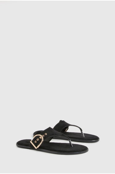 Flip Flop Buckle Toe Post Flip Flops - black