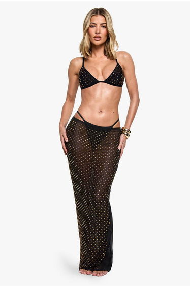 Premium Swim Hot Fix Diamante Beach Skirt