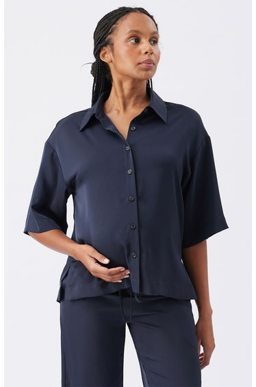 Tamara Satin Shirt (Midnight)