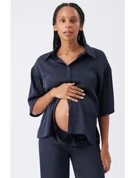 Tamara Satin Shirt (Midnight) - 3