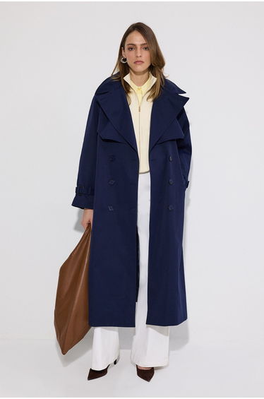 DOUBLE-BREASTED MAXI TRENCH COAT