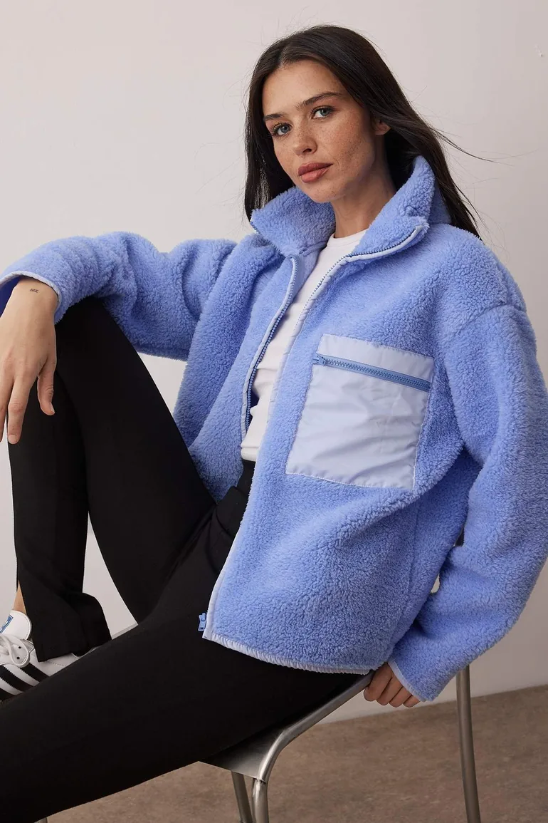 Light blue knitted sweatshirt - 1