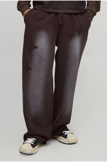 Wide Fit Star Applique Jogger - chocolate