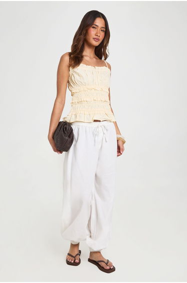 Poplin Ruched Cami Top - lemon