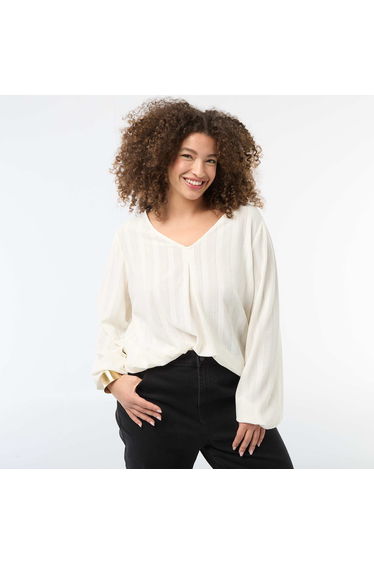 Openwork Knit Long -Sleeve T-Shirt WHITE