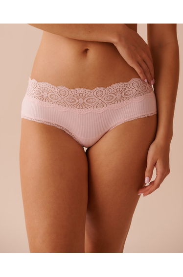 Lace Trim Ribbed Hiphugger Panty