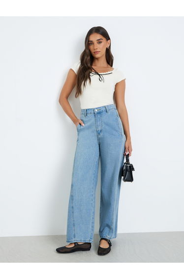 Women Blue Wide Leg Jeans