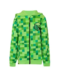 Minecraft Childrens/Boys Creeper Character Hoodie - Pixel Green