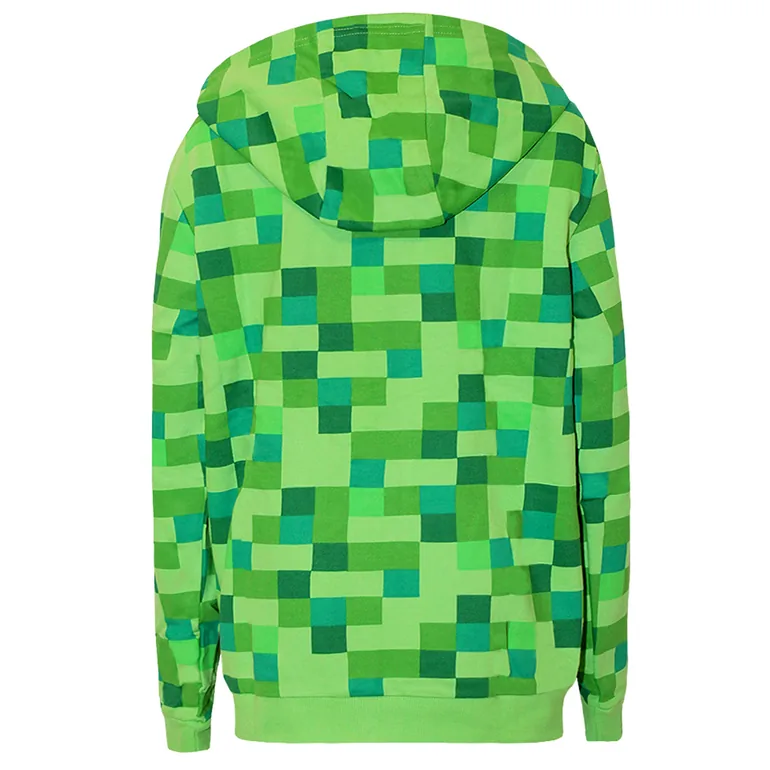 Minecraft Childrens/Boys Creeper Character Hoodie - Pixel Green - 1