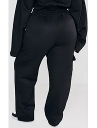 Plus Black Cargo Pocket Wide Leg Jogger - 2