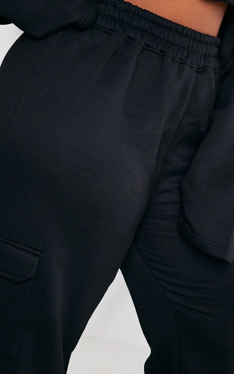 Plus Black Cargo Pocket Wide Leg Jogger - 3