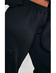 Plus Black Cargo Pocket Wide Leg Jogger - 3