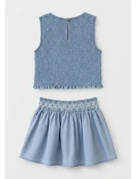 Mia Shirred Denim Top And Skirt - 1