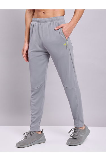 Men Grey Solid Elasticated Waistband Track Pants