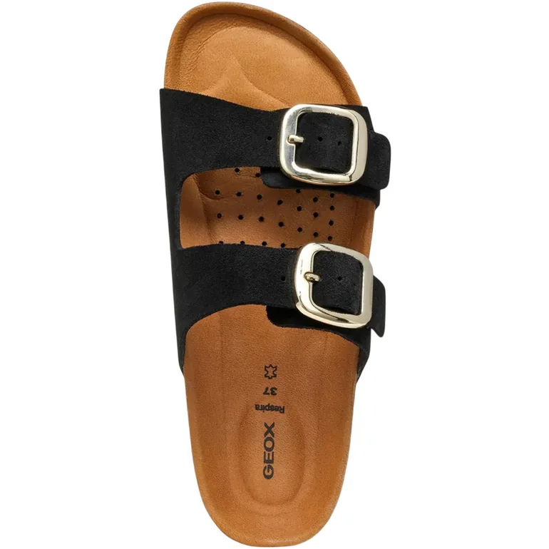 Geox Womens/Ladies D Brionia H Leather Sandals - Black - 3