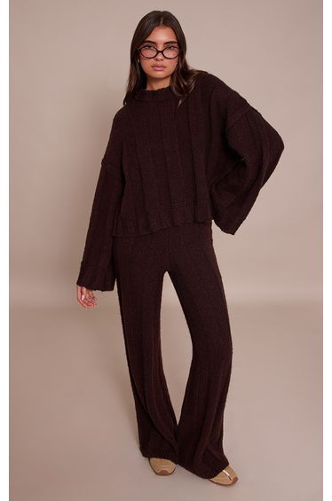 Dark Chocolate Thick Rib Knitted Trouser