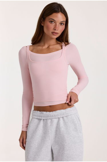 Modal Layered Top in Blush Marl