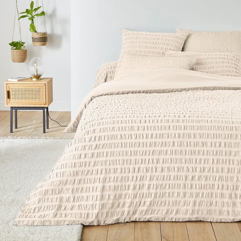 Seersucker 100% Cotton 144 Thread Count Bolster Pillowcase - 1