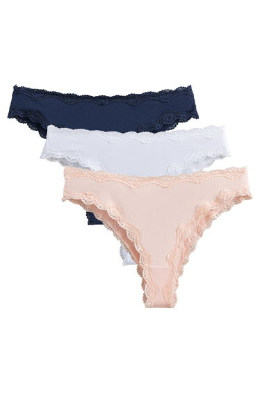 Pack of 3 Tangas in Cotton/Lace
