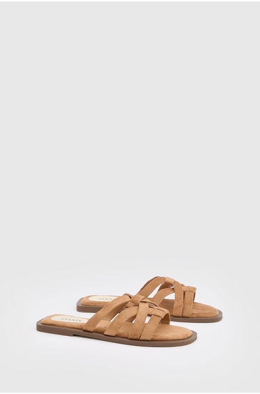Michelle Faux Suede Caged Slip-On Flat Sandals