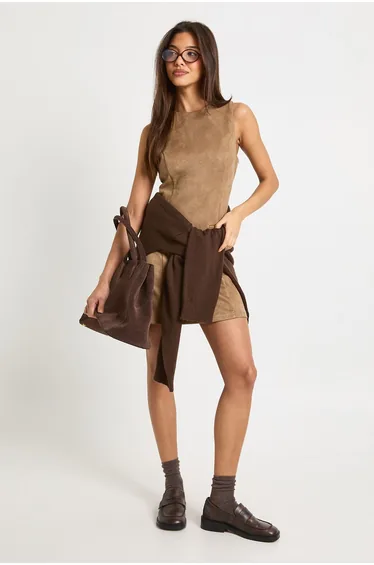 فستان بوهو بيج قصير بقصة مستقيمة