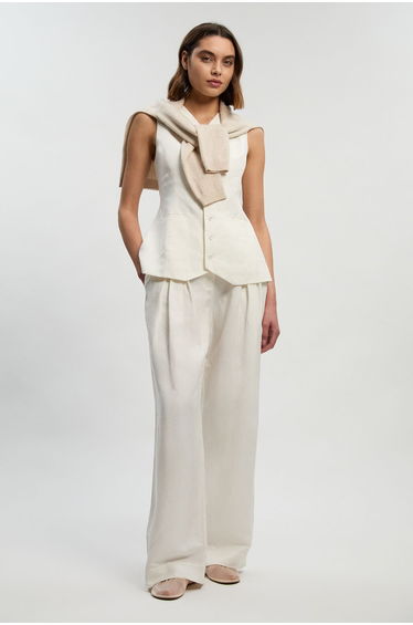 Viscose Linen Woven Longline Waistcoat
