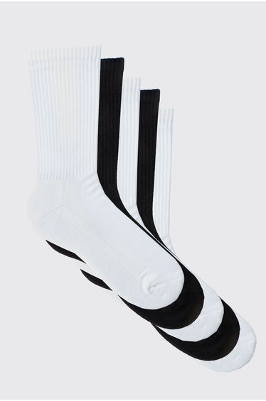5 Mix Plain Sport Socks - white