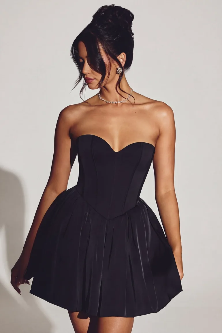 corset tulle mini dress in jet black Corset Tulle Mini Dress in Jet Black
