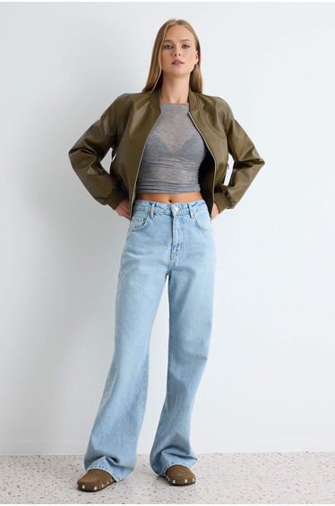 Light Blue High Waist Wide Leg Jeans